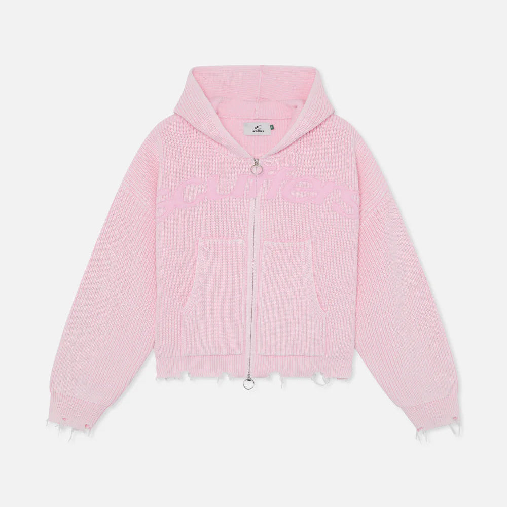 New Light Pink Buzz Knit Zipper
