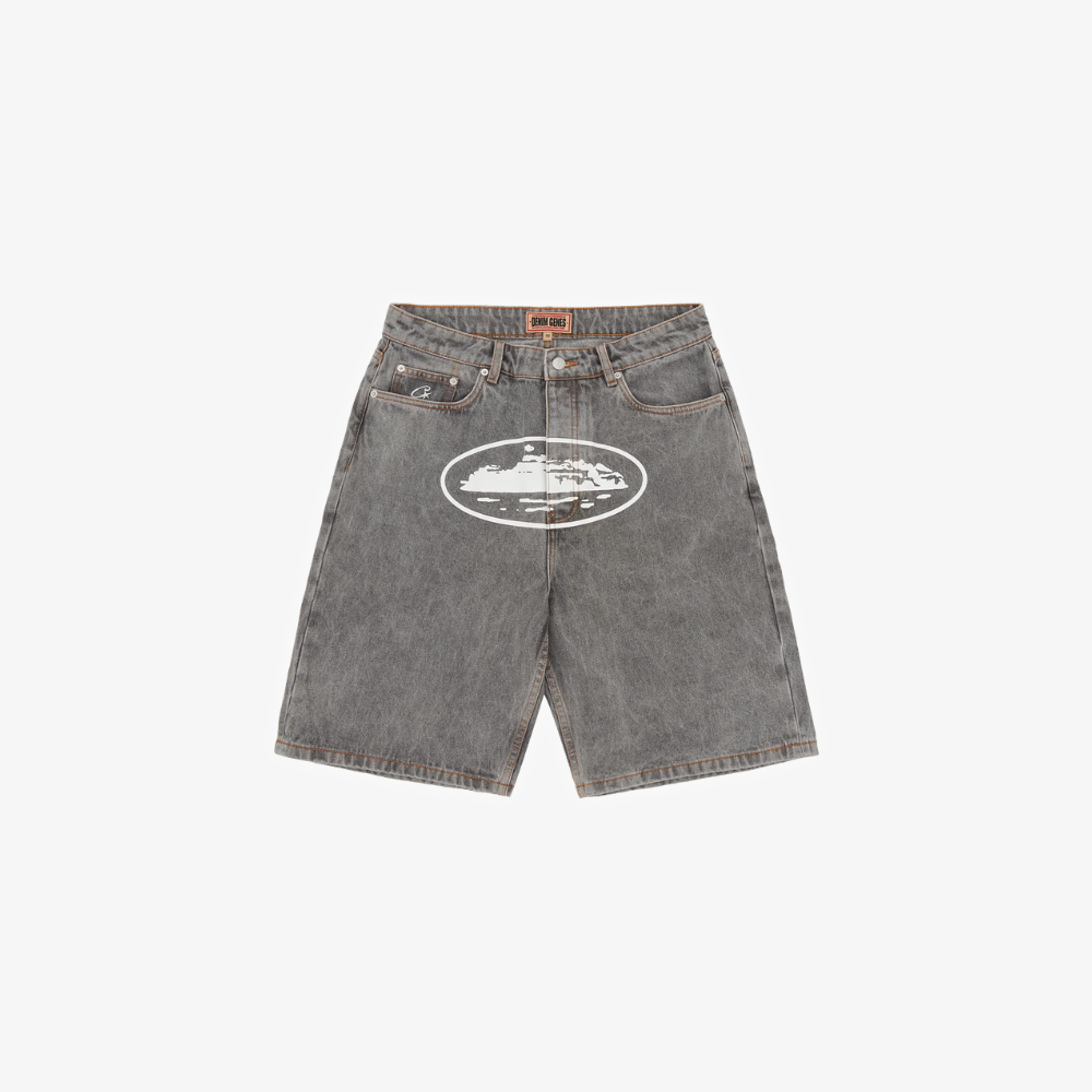 Corteiz Island Baggy Denim Short Grey