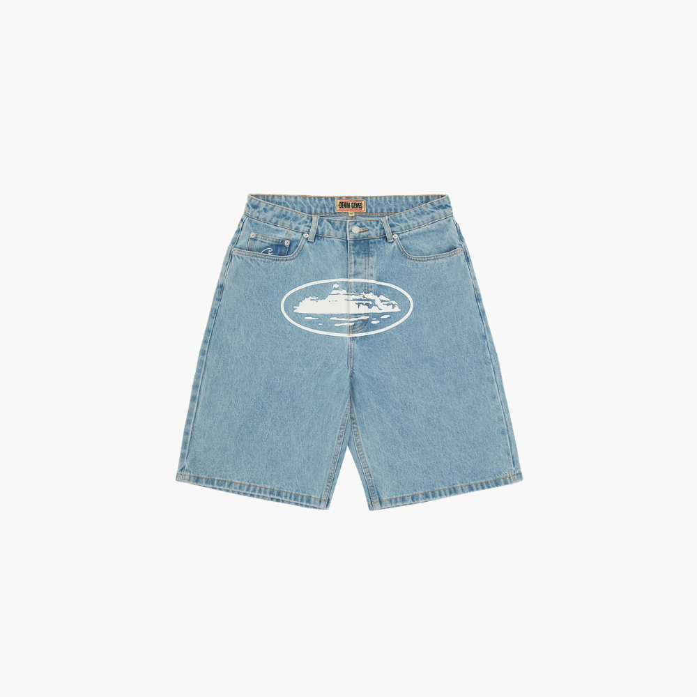 Corteiz Island Baggy Denim Short Stonewash