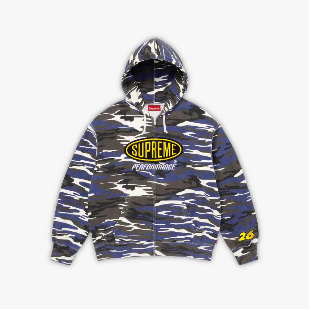 Supreme Performance Zip Up Hooded Sweatshirt Blue Camo