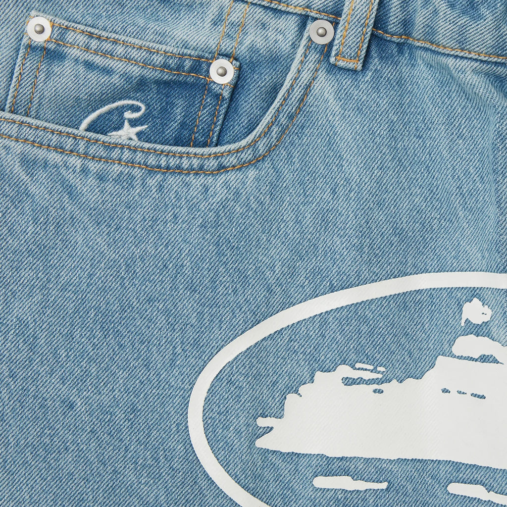 Corteiz Island Baggy Denim Short Stonewash