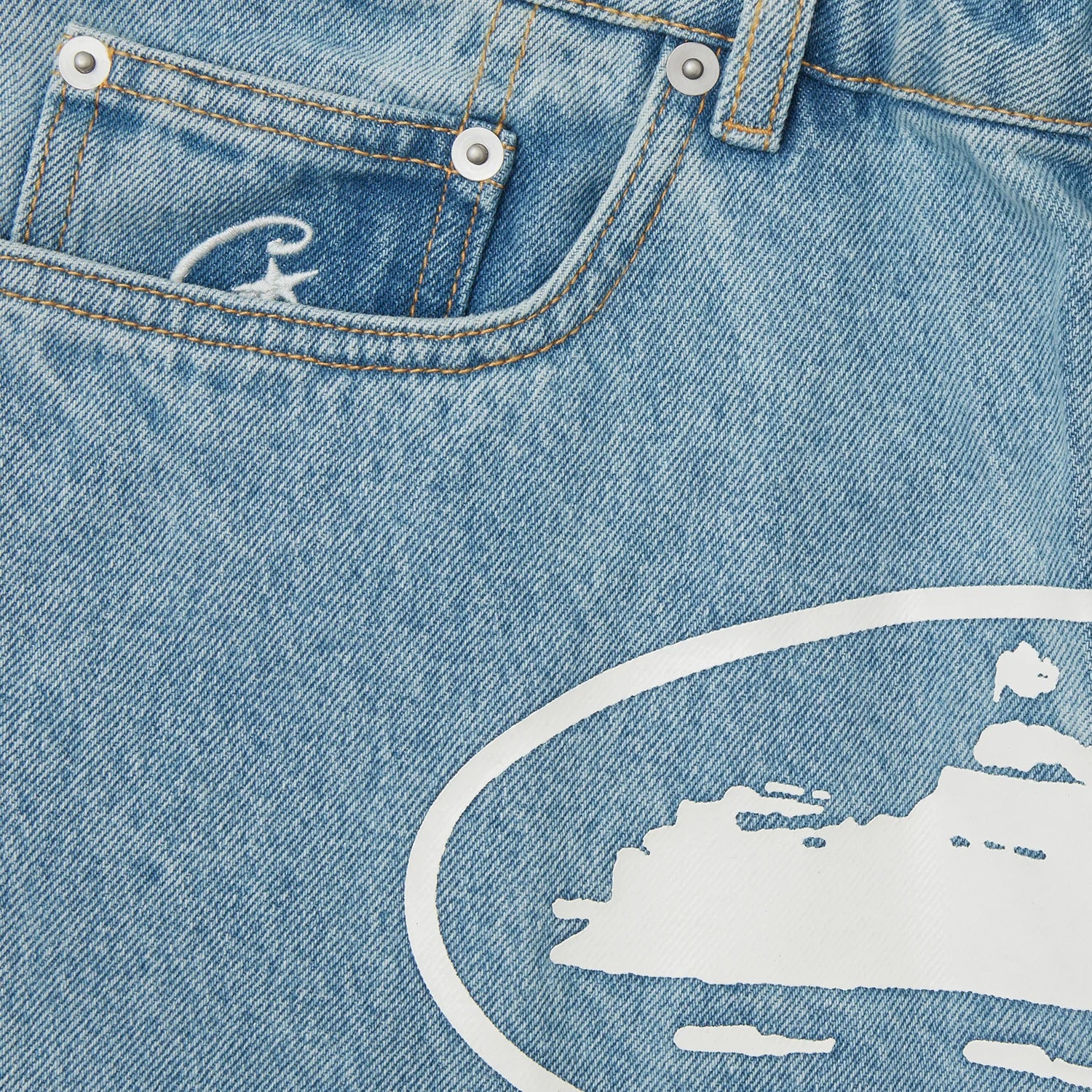 Corteiz Island Baggy Denim Short Stonewash